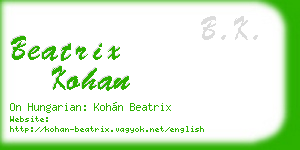 beatrix kohan business card